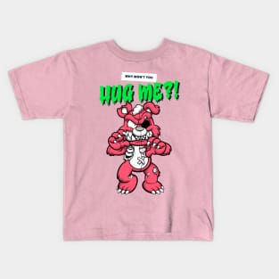 Cute Retro "Why Won't You Hug Me?!" Evil Teddy Bear Kids T-Shirt